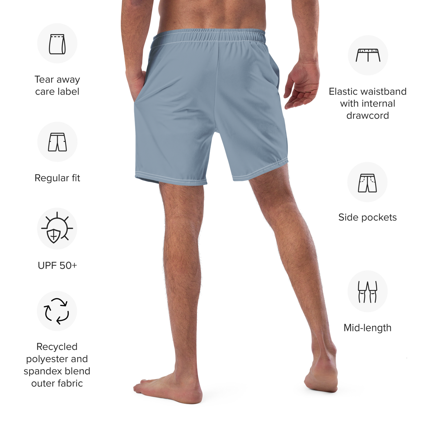 Michigan Upper Peninsula Men's Swim Trunks (w/ UP Outline ) | B-24 Grey