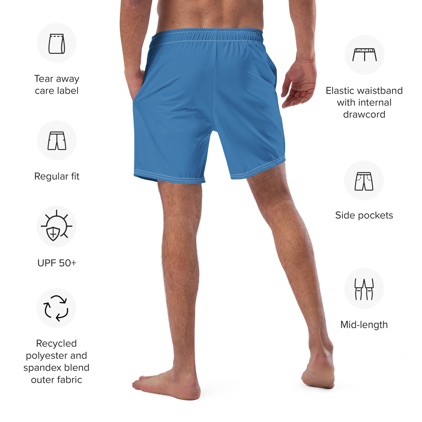 Michigan Upper Peninsula Men's Swim Trunks (w/ UP Outline ) | Lake Superior Blue