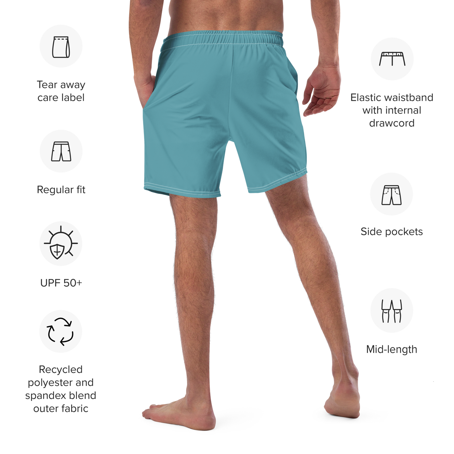 Michigan Upper Peninsula Men's Swim Trunks (w/ UP Outline ) | Lake Huron Blue