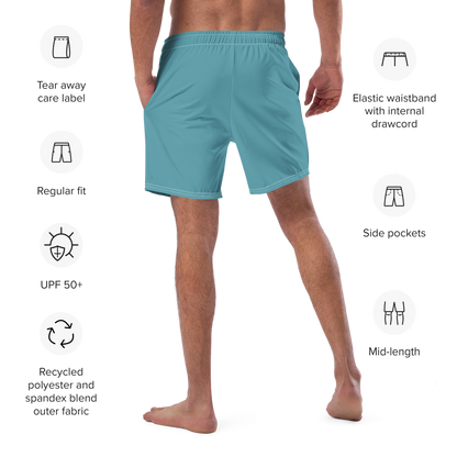 Michigan Upper Peninsula Men's Swim Trunks (w/ UP Outline ) | Lake Huron Blue