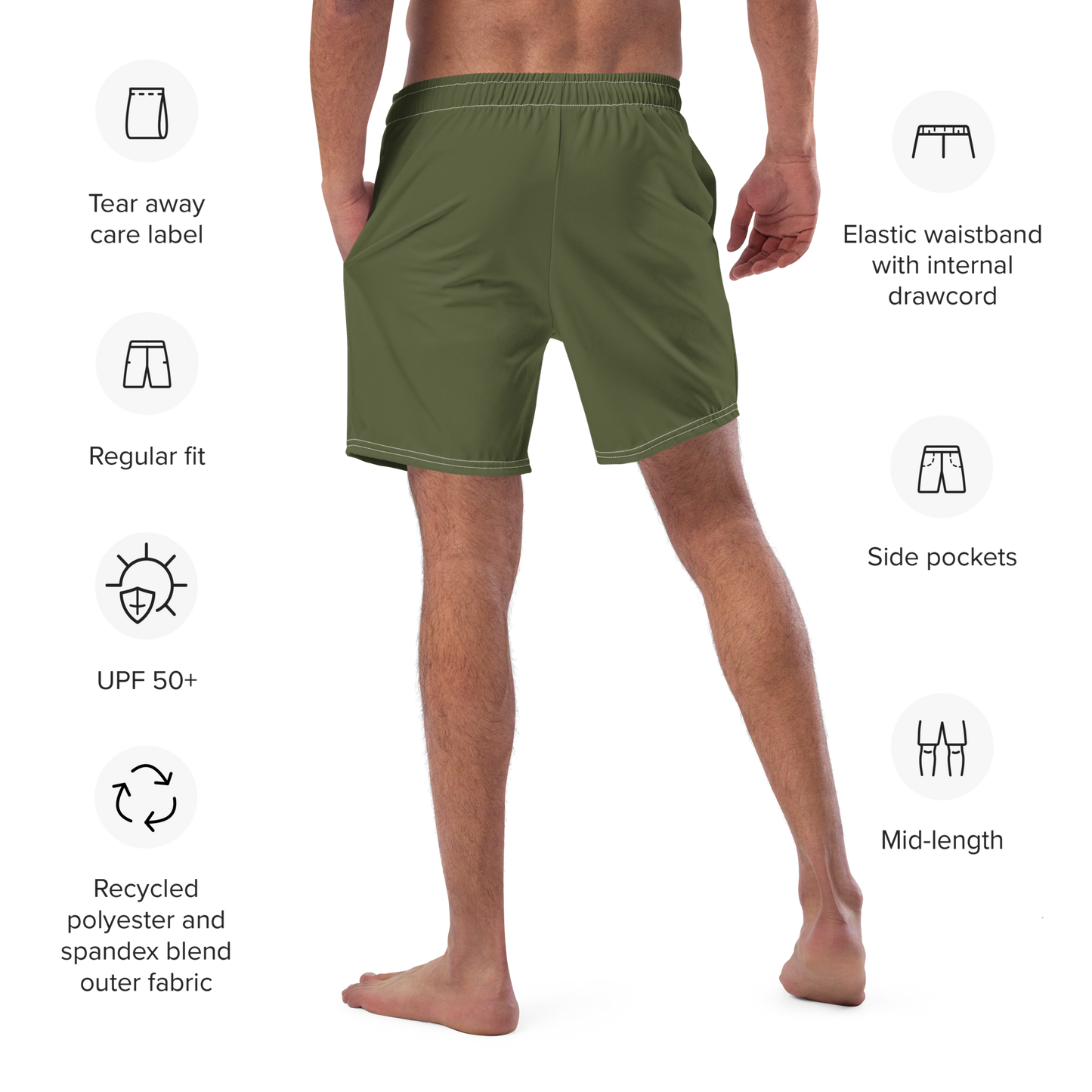 Michigan Upper Peninsula Men's Swim Trunks (w/ UP Outline ) | Army Green