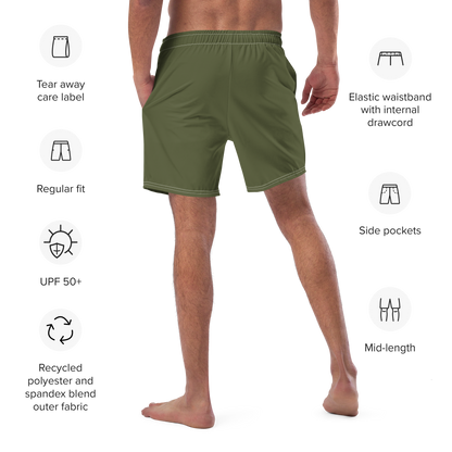 Michigan Upper Peninsula Men's Swim Trunks (w/ UP Outline ) | Army Green