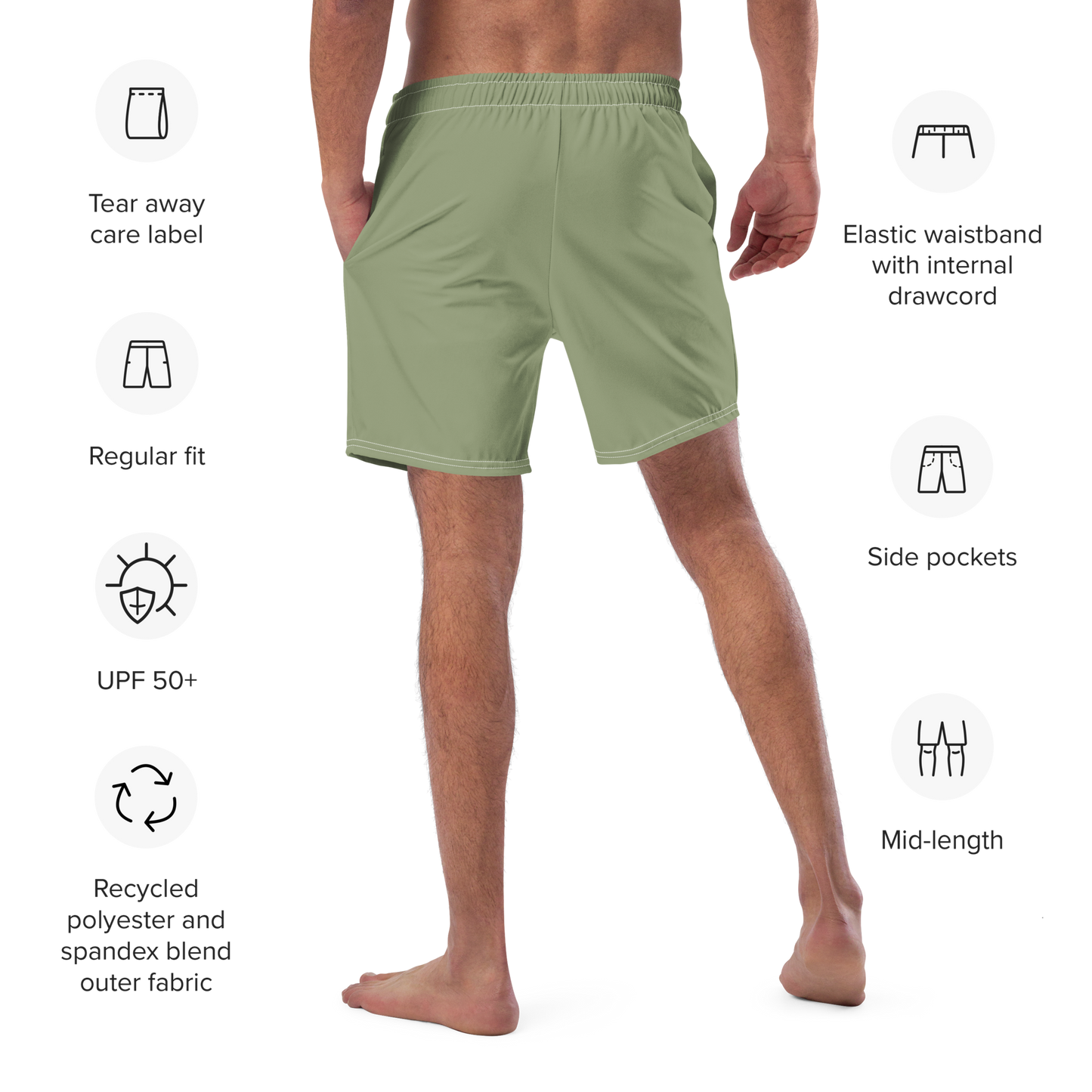 Michigan Upper Peninsula Men's Swim Trunks (w/ UP Outline ) | Beachgrass Green