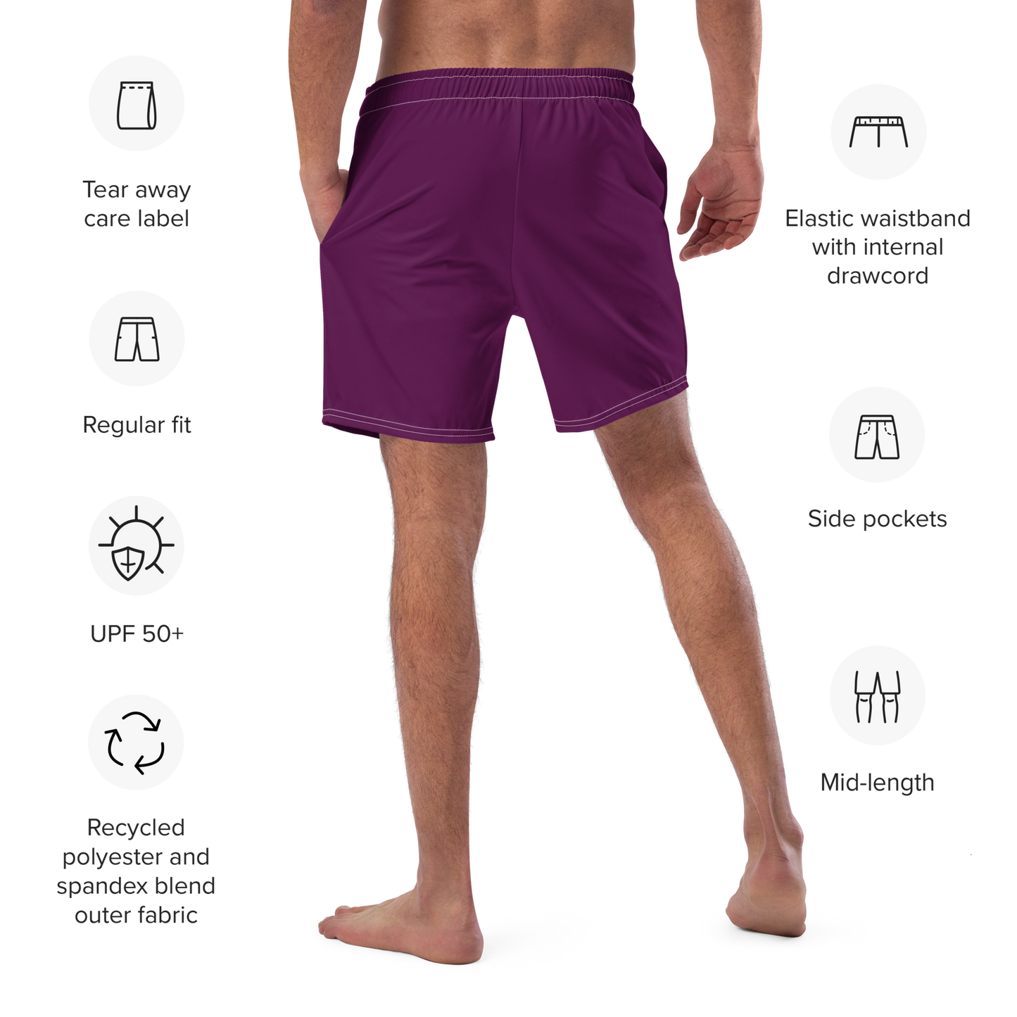 Michigan Upper Peninsula Men's Swim Trunks (w/ UP Outline ) | Tyrian Purple