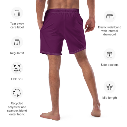 Michigan Upper Peninsula Men's Swim Trunks (w/ UP Outline ) | Tyrian Purple