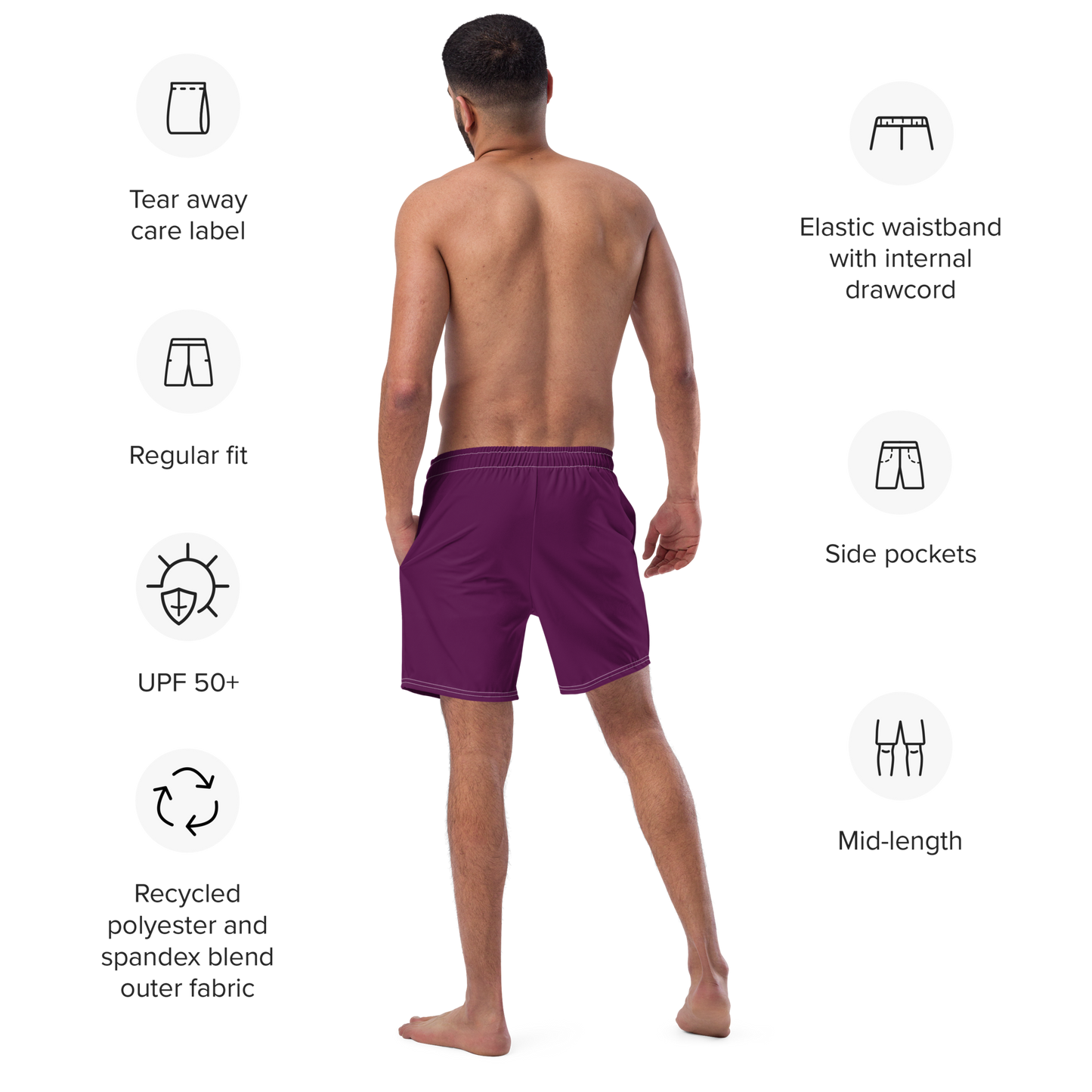 Michigan Upper Peninsula Men's Swim Trunks (w/ UP Outline ) | Tyrian Purple