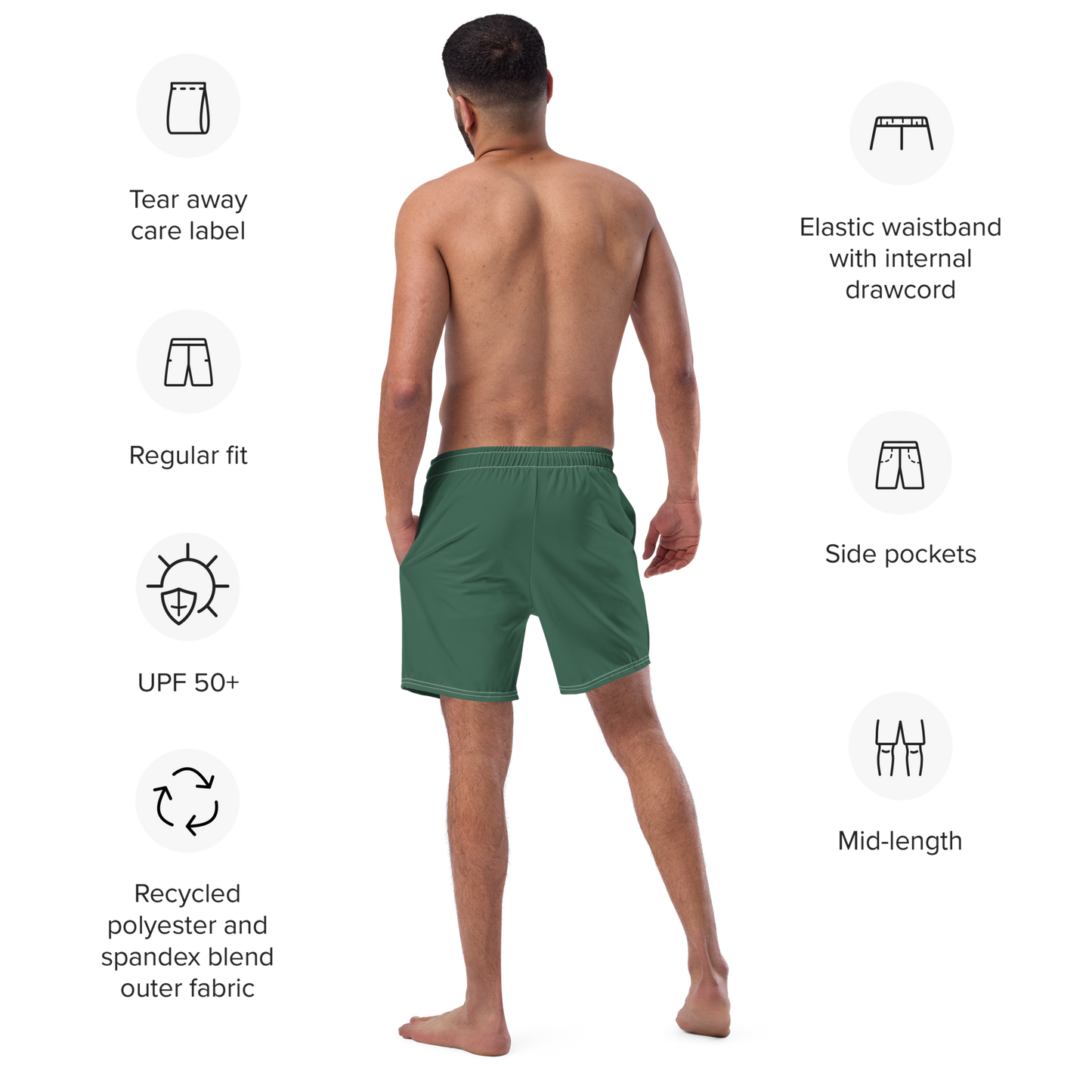 Michigan Upper Peninsula Men's Swim Trunks (w/ UP Outline ) | Ginger Ale Green