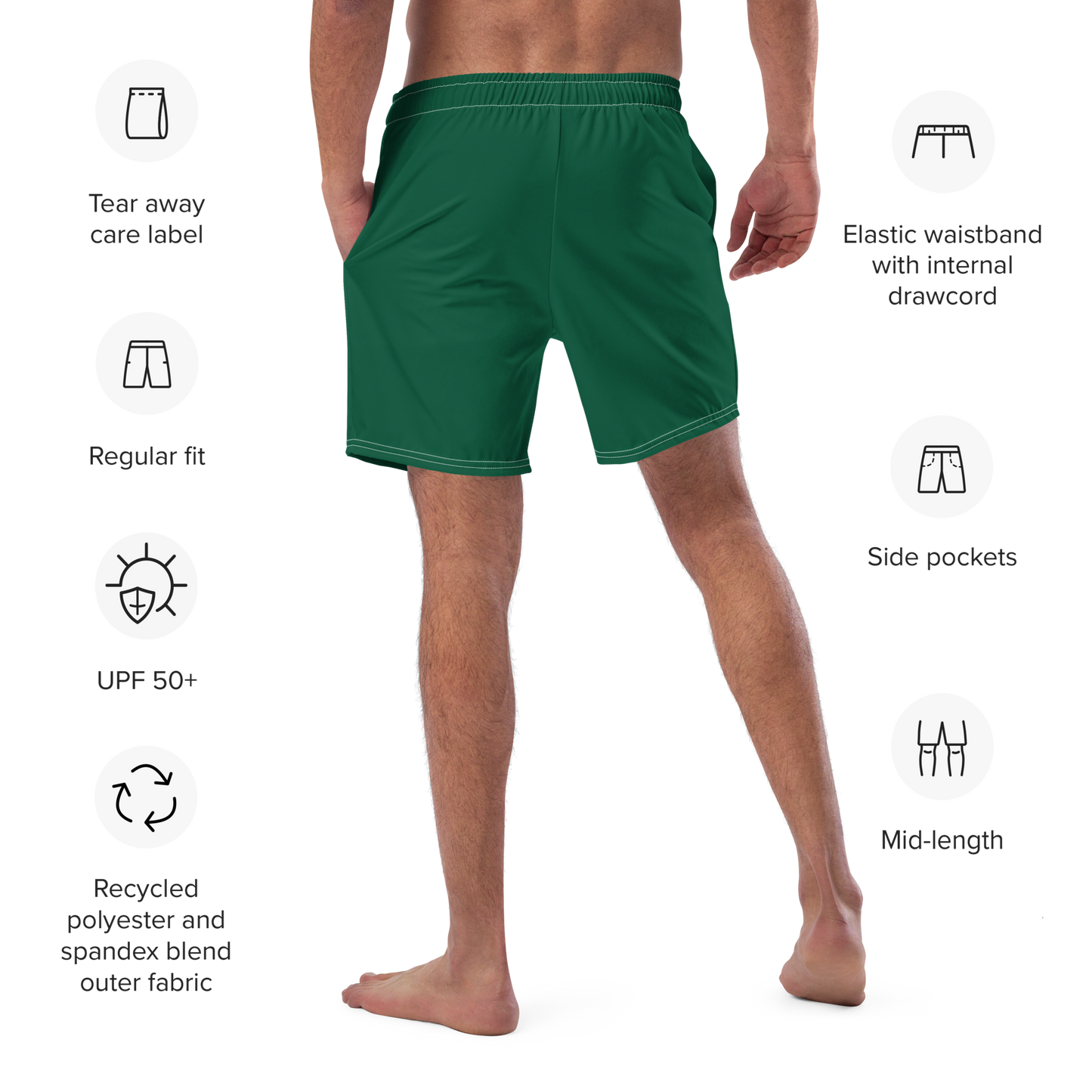 Michigan Upper Peninsula Men's Swim Trunks (w/ UP Outline ) | Superior Green