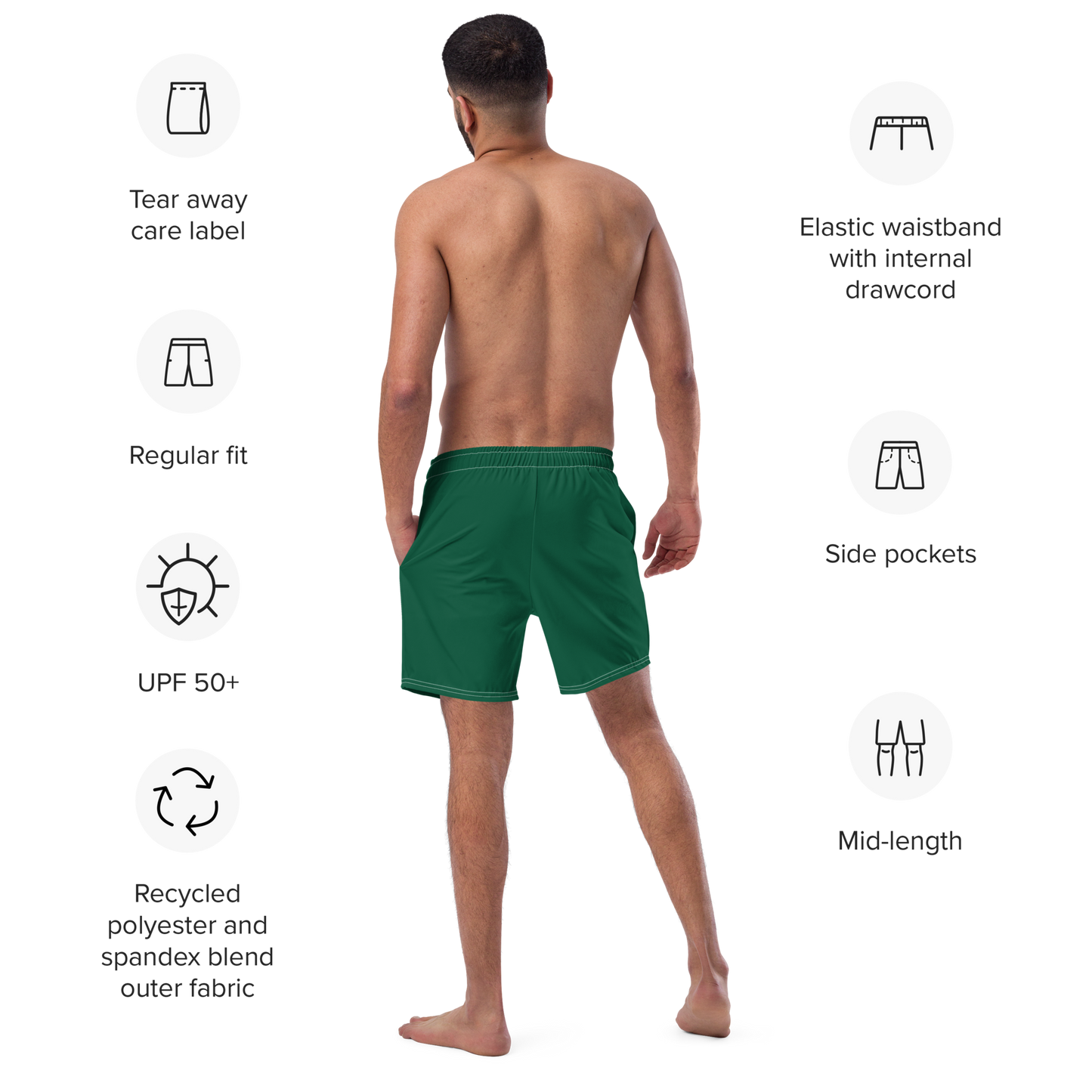 Michigan Upper Peninsula Men's Swim Trunks (w/ UP Outline ) | Superior Green