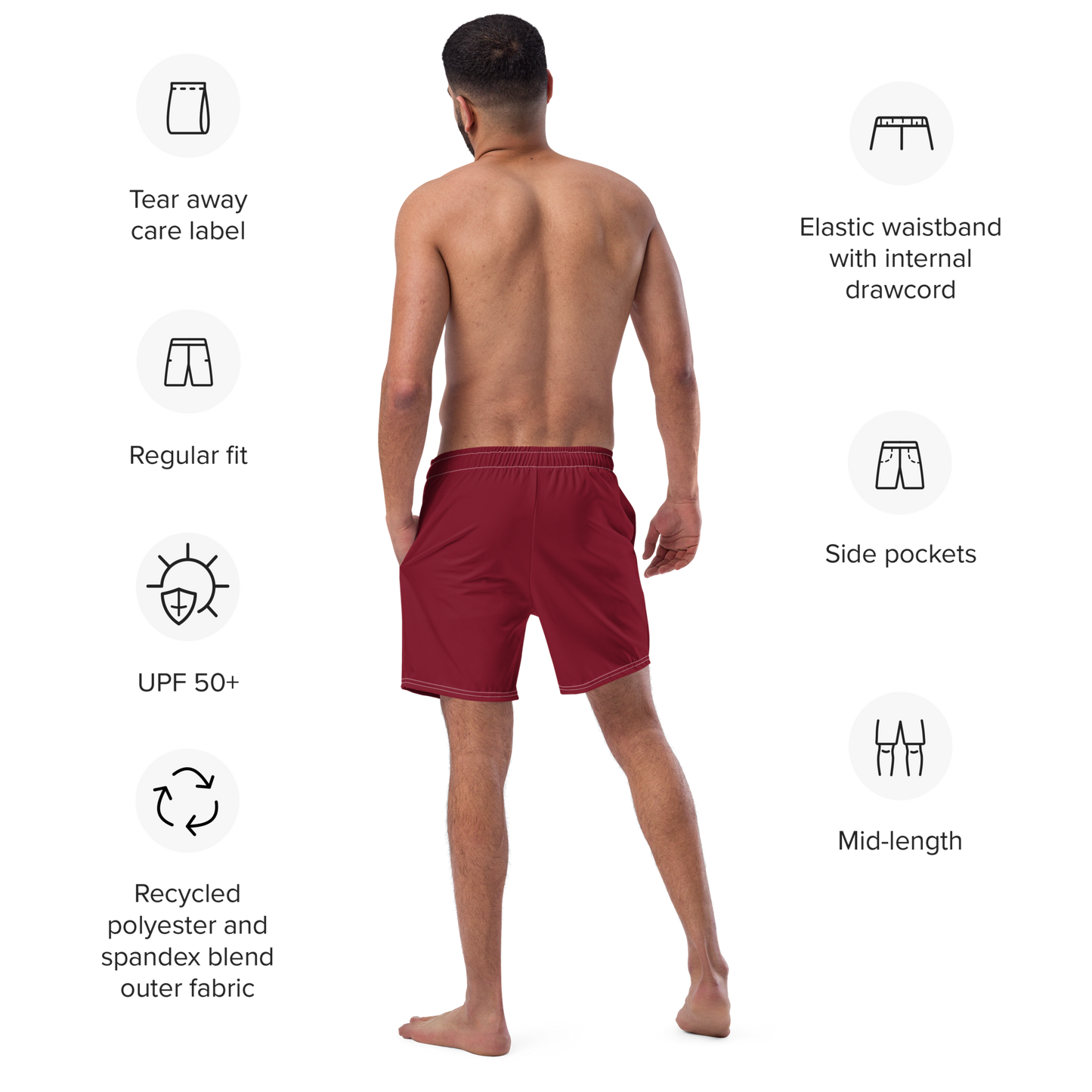 Michigan Upper Peninsula Men's Swim Trunks (w/ UP Outline ) | Burgundy