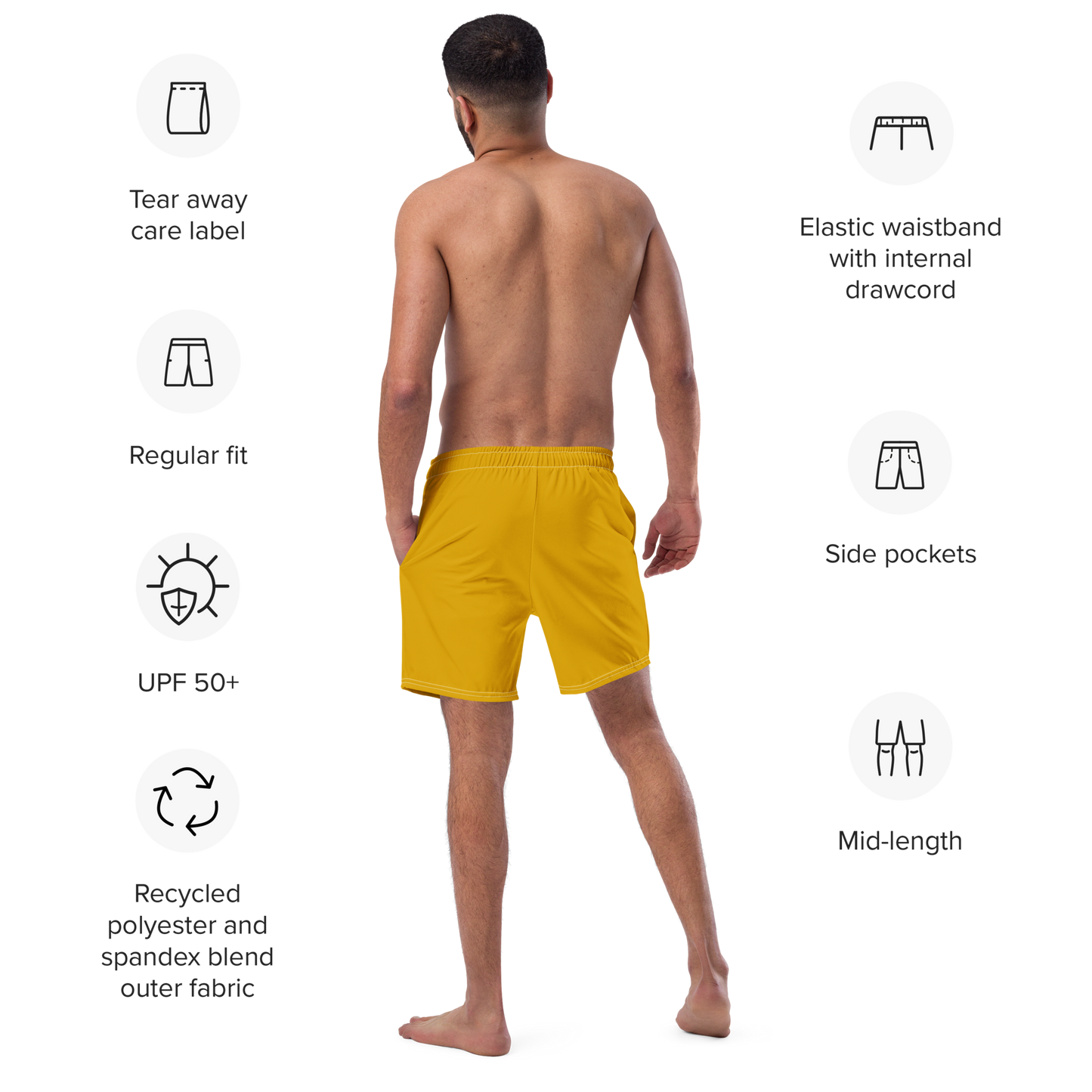 Michigan Upper Peninsula Men's Swim Trunks (w/ UP Outline ) | Gold