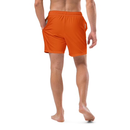 Michigan Upper Peninsula Men's Swim Trunks (w/ UP Outline ) | Maple Leaf Orange