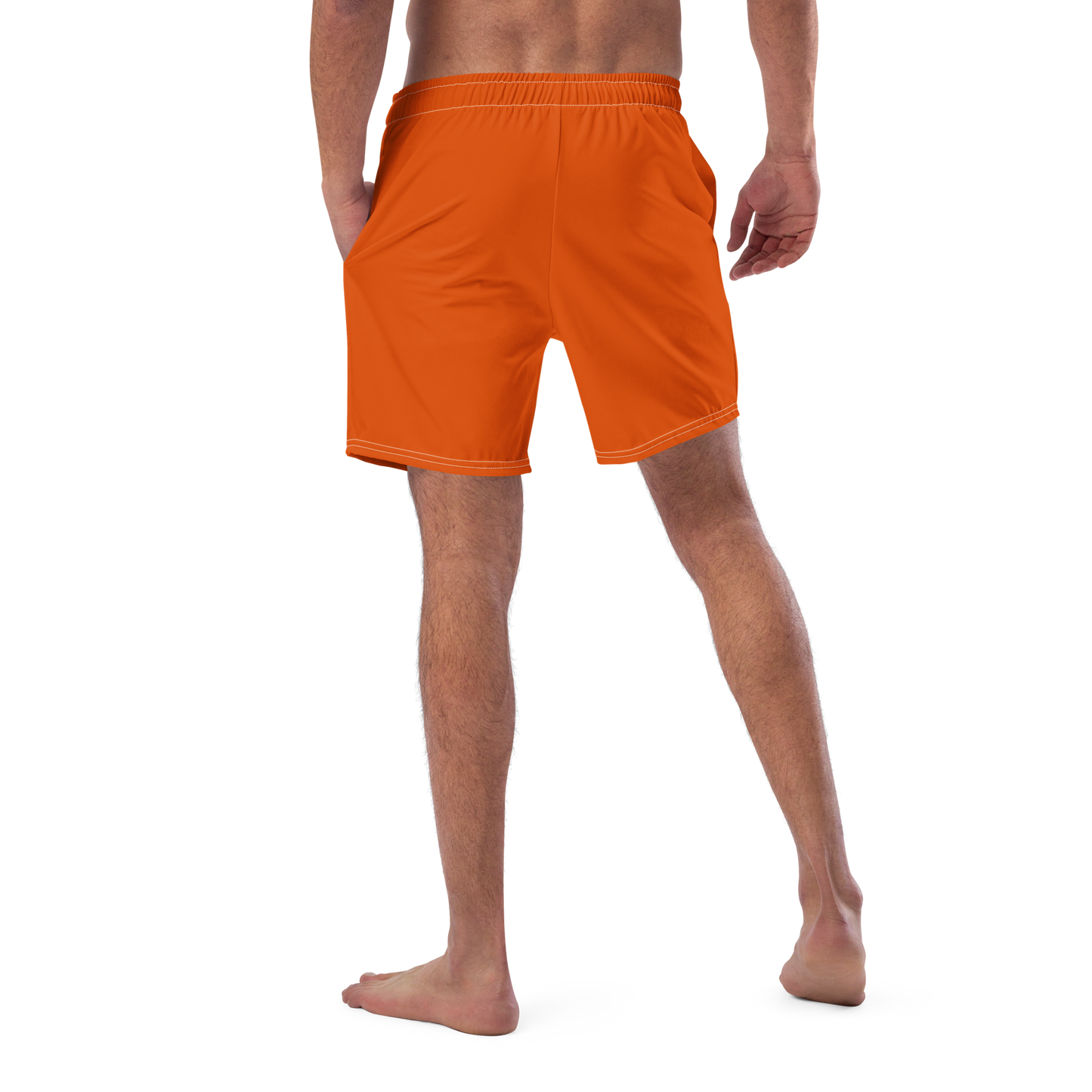 Michigan Upper Peninsula Men's Swim Trunks (w/ UP Outline ) | Maple Leaf Orange