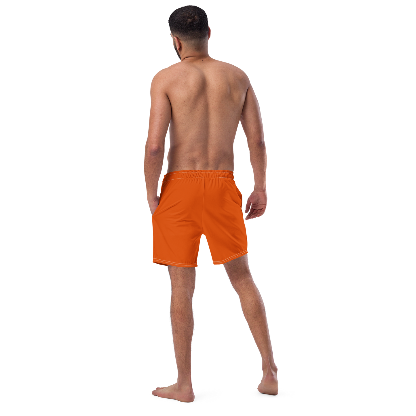 Michigan Upper Peninsula Men's Swim Trunks (w/ UP Outline ) | Maple Leaf Orange