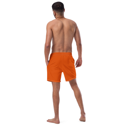 Michigan Upper Peninsula Men's Swim Trunks (w/ UP Outline ) | Maple Leaf Orange