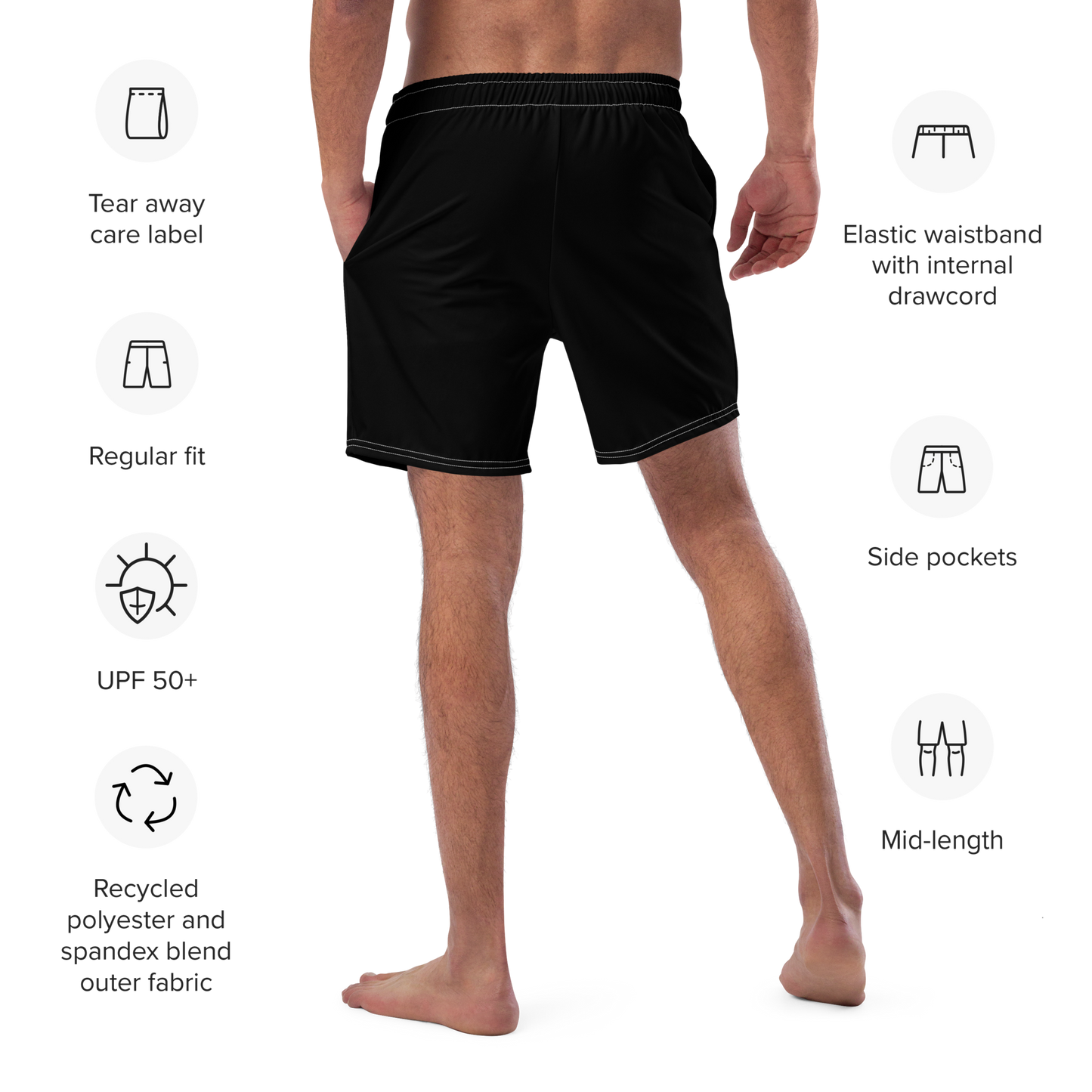 Michigan Upper Peninsula Men's Swim Trunks (w/ UP Outline ) | Black