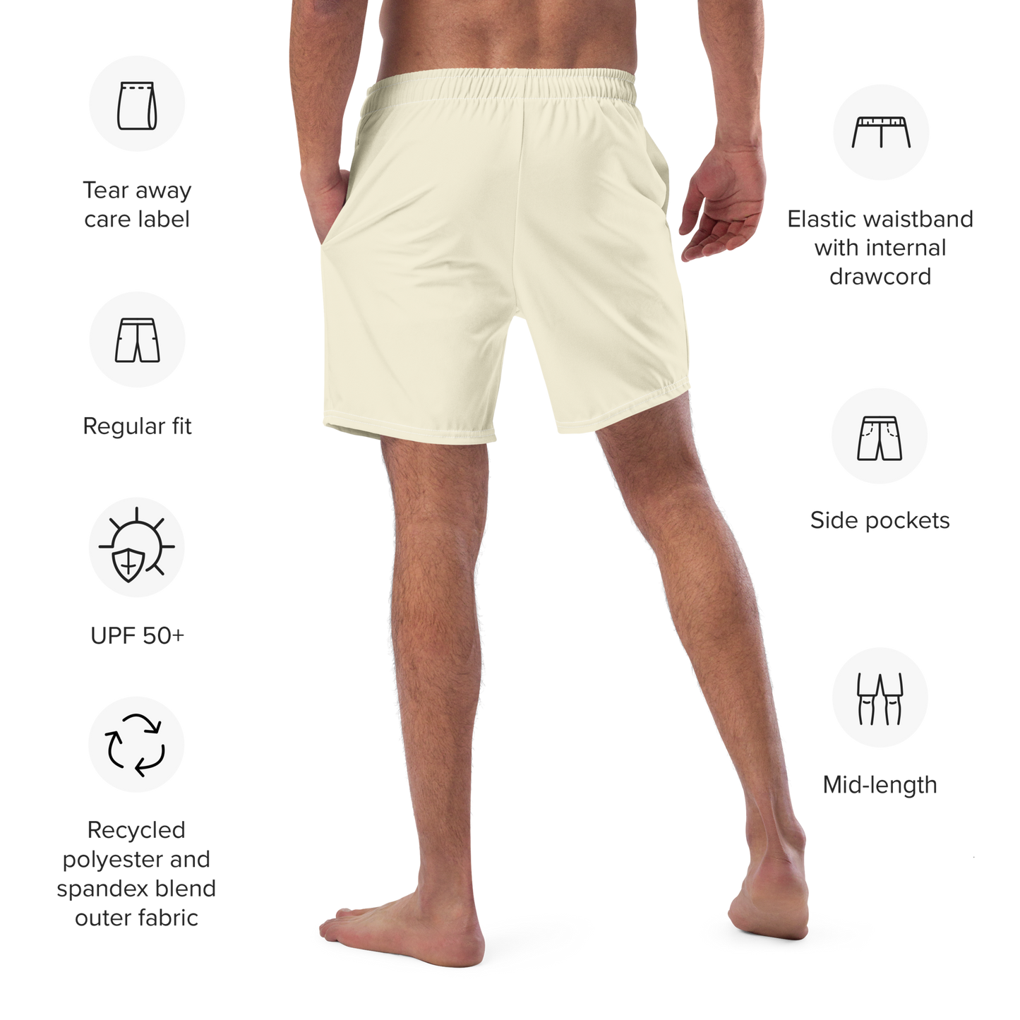 Michigan Upper Peninsula Men's Swim Trunks (w/ UP Outline ) | Ivory