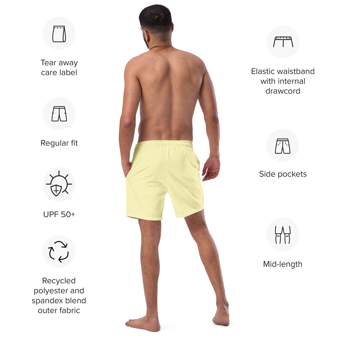 Michigan Upper Peninsula Men's Swim Trunks (w/ UP Outline ) | Canary Yellow