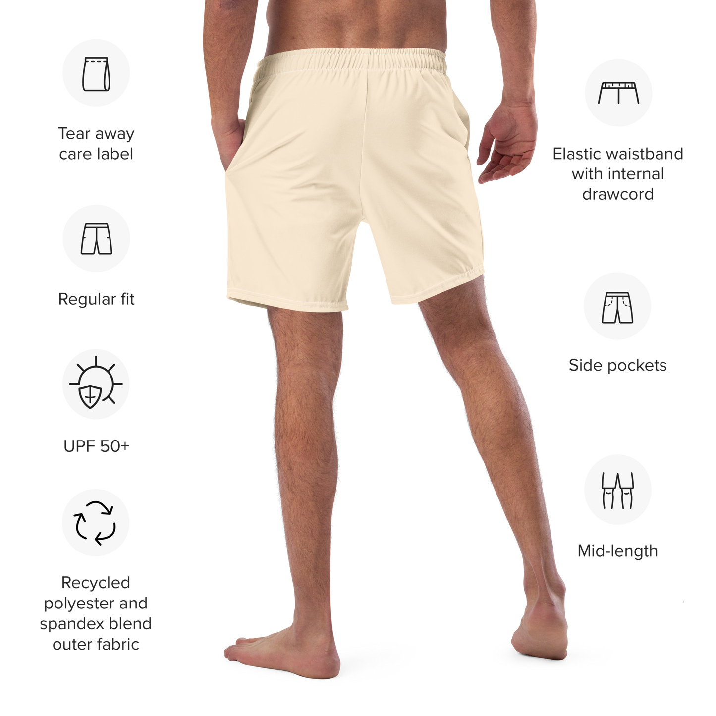 Michigan Upper Peninsula Men's Swim Trunks (w/ UP Outline) | Champagne White