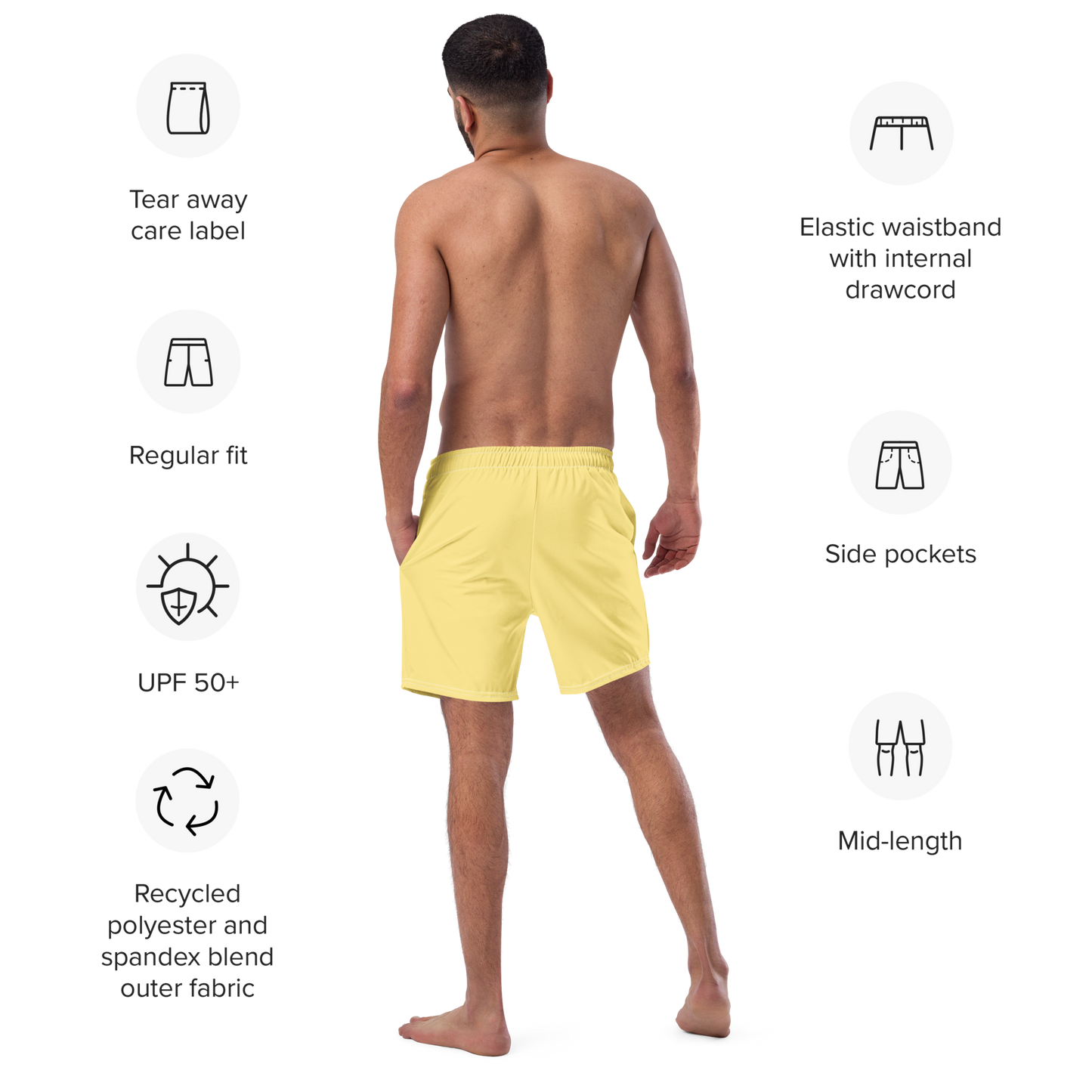 Michigan Upper Peninsula Men's Swim Trunks (w/ UP Outline) | Cherry Yellow