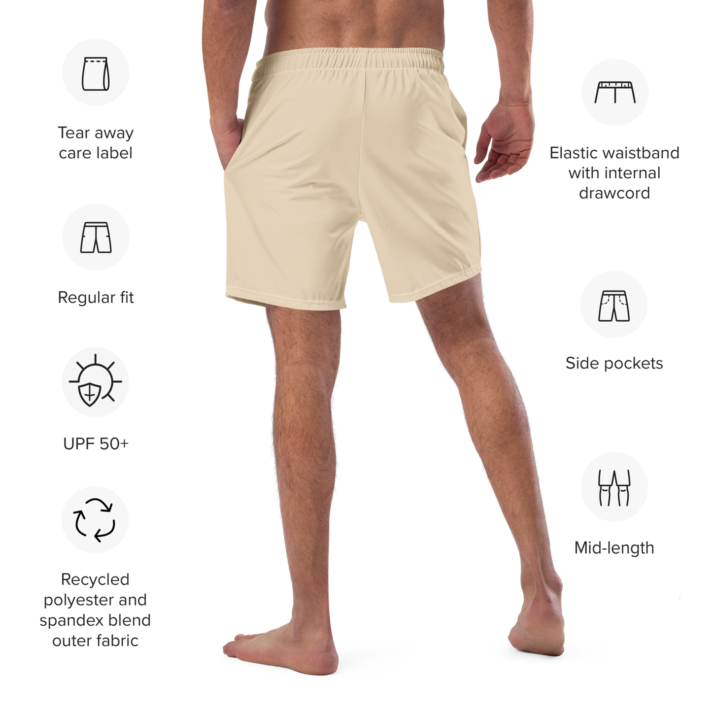 Michigan Upper Peninsula Men's Swim Trunks (w/ UP Outline) | Canvas Color