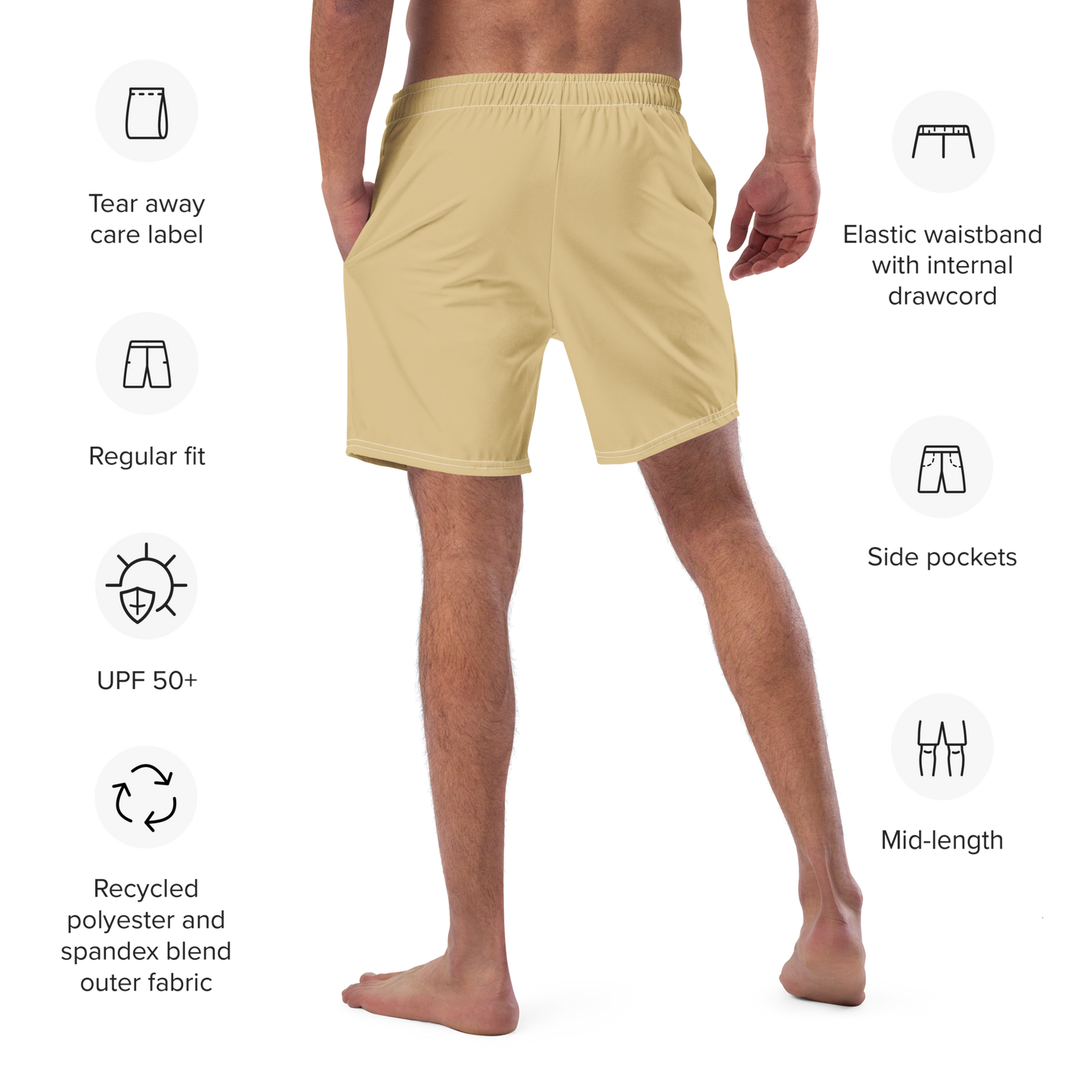 Michigan Upper Peninsula Men's Swim Trunks (w/ UP Outline) | Maple Color