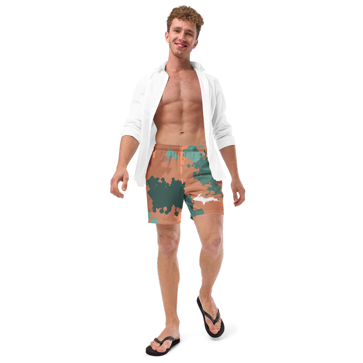 Michigan Upper Peninsula Men's Swim Trunks (w/ UP Outline) | Copper Country Camo