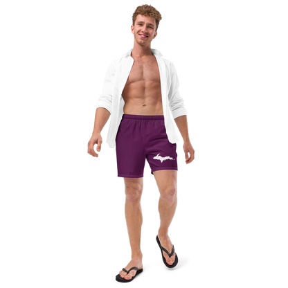 Michigan Upper Peninsula Men's Swim Trunks (w/ UP Outline ) | Tyrian Purple