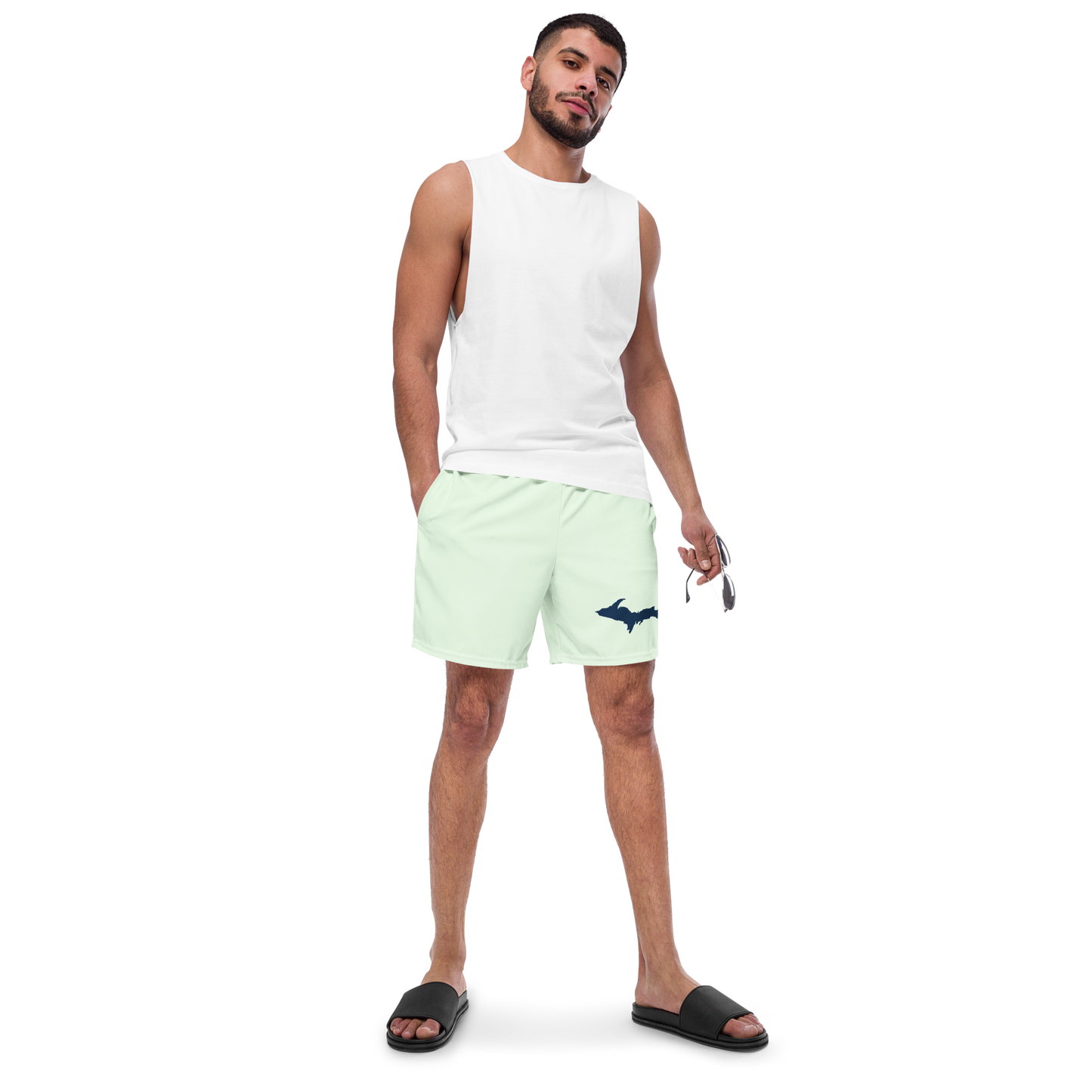 Michigan Upper Peninsula Men's Swim Trunks (w/ UP Outline ) | Dew Green