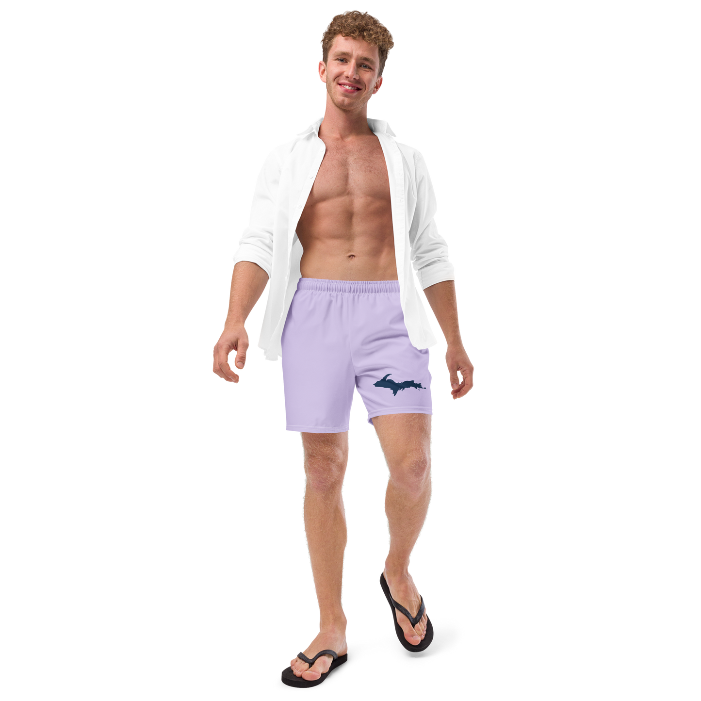 Michigan Upper Peninsula Men's Swim Trunks (w/ UP Outline ) | Lavender