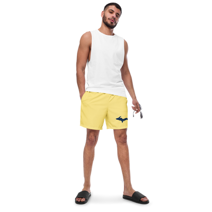 Michigan Upper Peninsula Men's Swim Trunks (w/ UP Outline) | Cherry Yellow