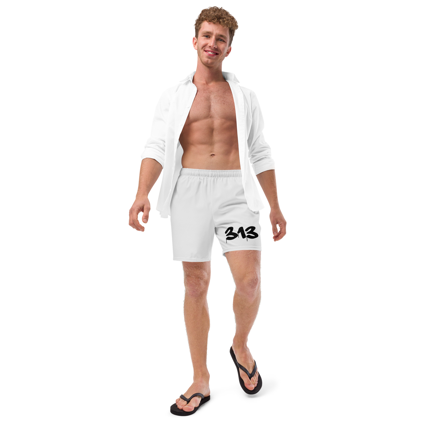 Detroit '313' Men's Swim Trunks | Birch Bark White