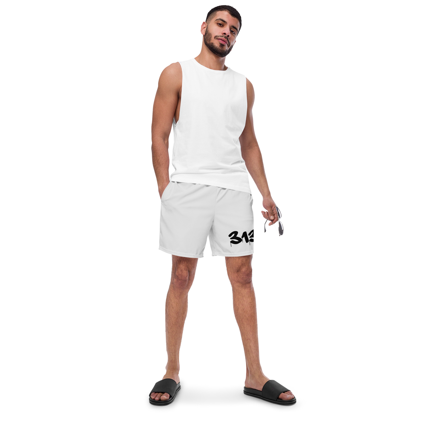 Detroit '313' Men's Swim Trunks | Birch Bark White