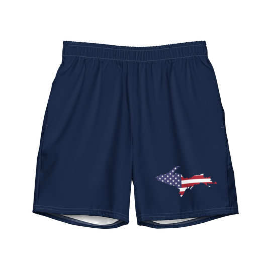 Michigan Upper Peninsula Men's Swim Trunks (w/ UP USA Flag ) | Men's - Navy
