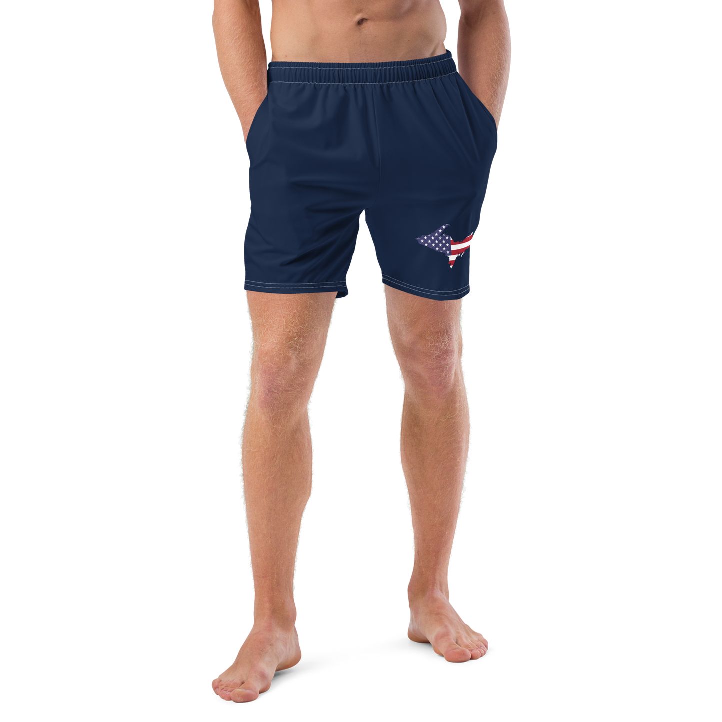 Michigan Upper Peninsula Men's Swim Trunks (w/ UP USA Flag ) | Men's - Navy