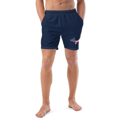 Michigan Upper Peninsula Men's Swim Trunks (w/ UP USA Flag ) | Men's - Navy