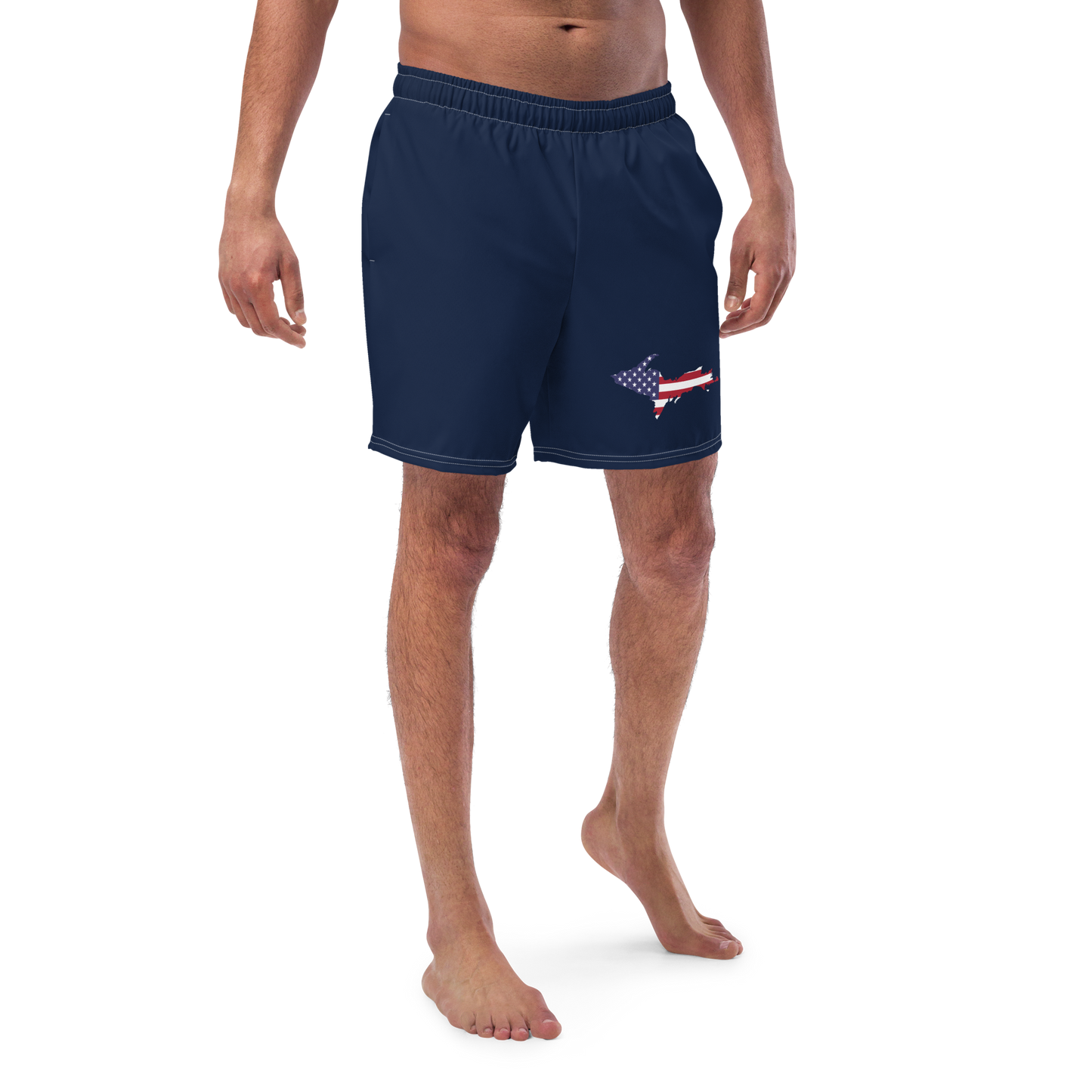 Michigan Upper Peninsula Men's Swim Trunks (w/ UP USA Flag ) | Men's - Navy