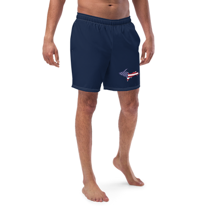 Michigan Upper Peninsula Men's Swim Trunks (w/ UP USA Flag ) | Men's - Navy