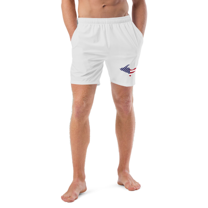 Michigan Upper Peninsula Men's Swim Trunks (w/ UP USA Flag ) | Birch Bark White