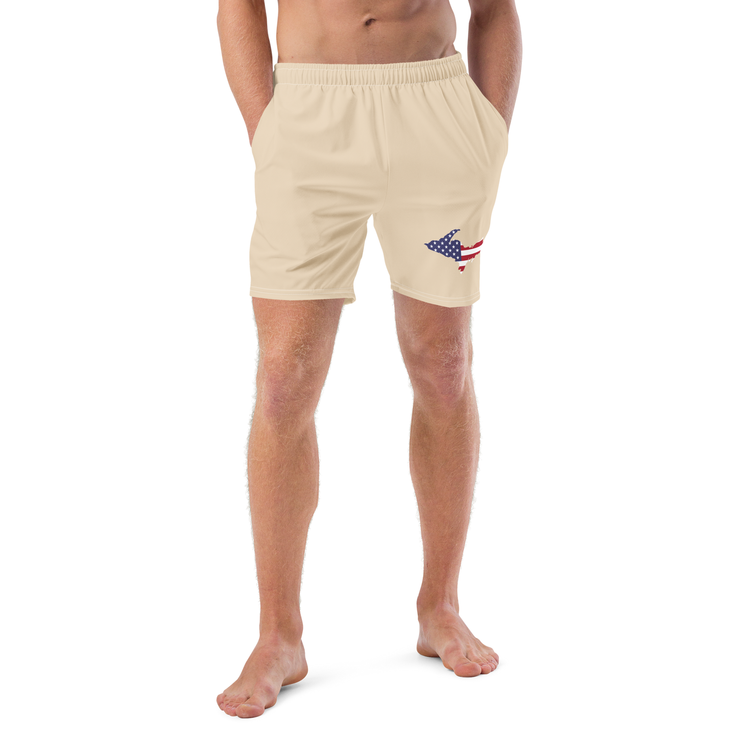 Michigan Upper Peninsula Men's Swim Trunks (w/ UP USA Flag ) | Canvas Color