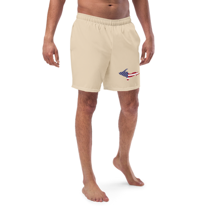 Michigan Upper Peninsula Men's Swim Trunks (w/ UP USA Flag ) | Canvas Color