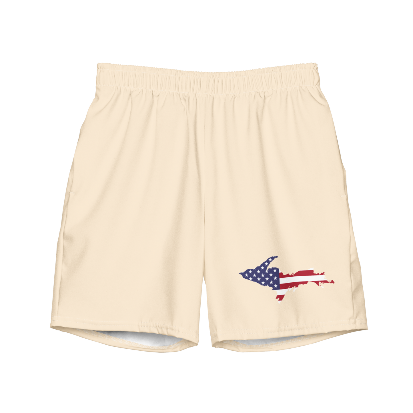 Michigan Upper Peninsula Men's Swim Trunks (w/ UP USA Flag ) | Champagne White