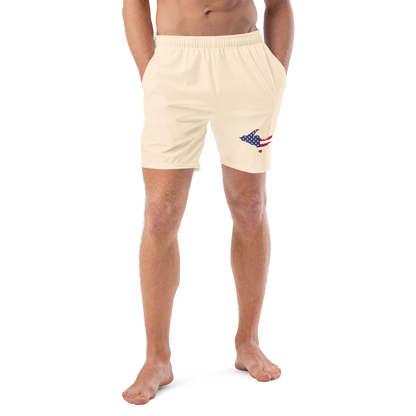 Michigan Upper Peninsula Men's Swim Trunks (w/ UP USA Flag ) | Champagne White