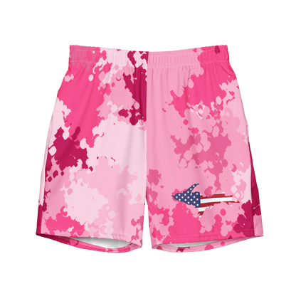 Michigan Upper Peninsula Men's Swim Trunks (w/ UP USA Flag ) | Pink Camo