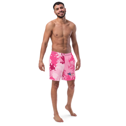 Michigan Upper Peninsula Men's Swim Trunks (w/ UP USA Flag ) | Pink Camo