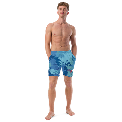 Michigan Upper Peninsula Men's Swim Trunks (w/ UP USA Flag ) | Great Lakes Camo