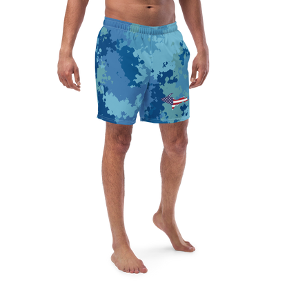 Michigan Upper Peninsula Men's Swim Trunks (w/ UP USA Flag ) | Great Lakes Camo