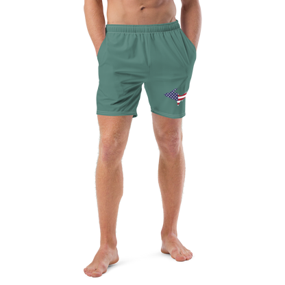 Michigan Upper Peninsula Men's Swim Trunks (w/ UP USA Flag ) | Copper Green