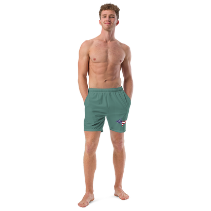 Michigan Upper Peninsula Men's Swim Trunks (w/ UP USA Flag ) | Copper Green