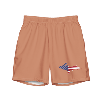 Michigan Upper Peninsula Men's Swim Trunks (w/ UP USA Flag ) | Copper Color